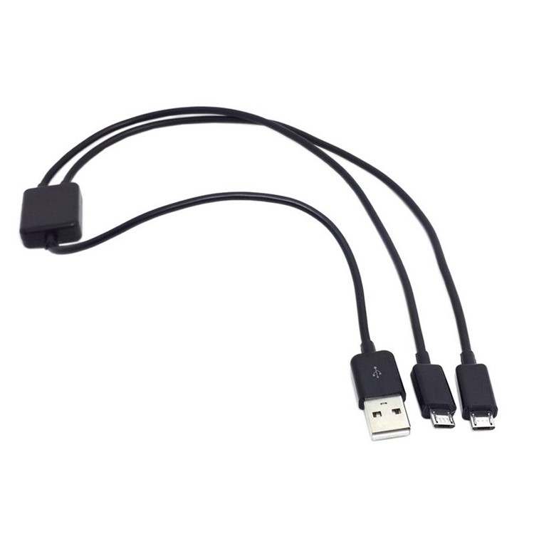 2 in 1 USB to Dual Micro USB Data Sync and Charging Splitter Cable for Samsung HTC (GT-159-BK) - Black-3