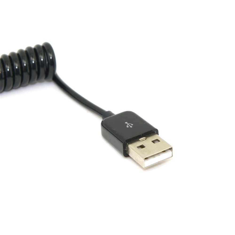 1M Coil Cord USB 3.1 Type C Male to Standard USB 2.0 A Male Data Cable for Nokia N1 Tablet Mobile Phone - Black-3