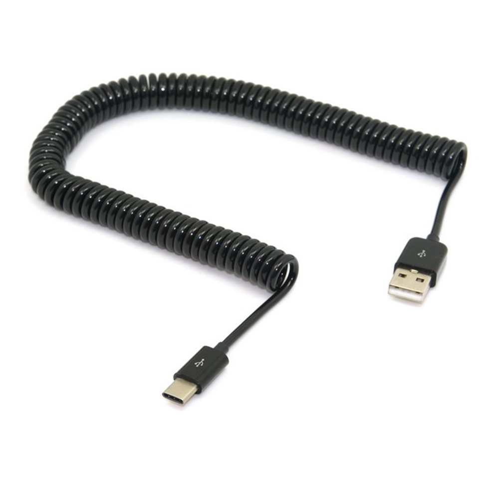 3M Coil Cord USB 3.1 Type C Male to Standard USB 2.0 A Male Data Cable for Nokia N1 Tablet Mobile Phone - Black-2