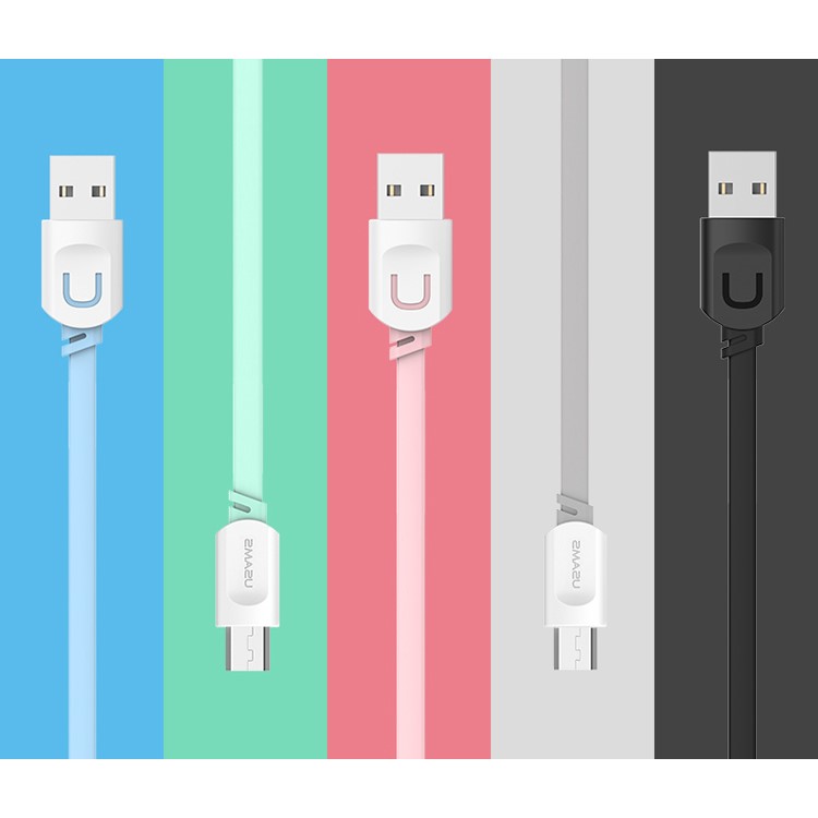 USAMS Transmission Series 2.1A Micro USB Charge Sync Cable - Cyan-2