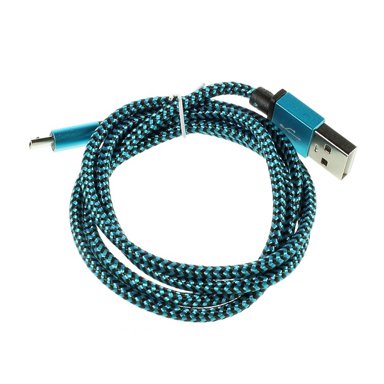 Woven Micro USB Data Sync Charging Cord for Samsung Sony LG HTC Huawei - Blue-2
