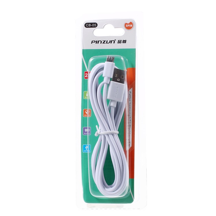 PINZUN 2M Micro USB Sync Data Charge Cable for Samsung Sony LG HTC Huawei - White-3