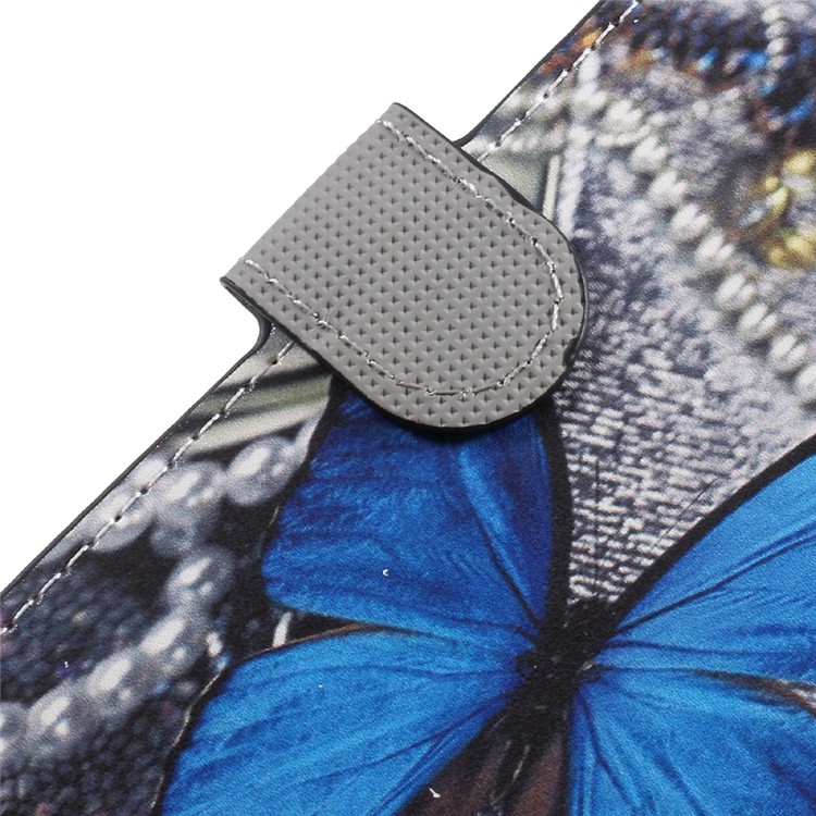 Pattern Printing Wallet Leather Stand Folio Case for HTC U11 - Blue Butterfly-10