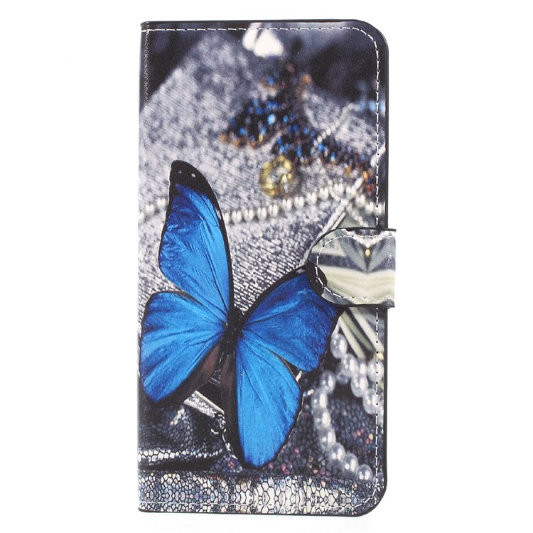 Pattern Printing Wallet Leather Stand Folio Case for HTC U11 - Blue Butterfly-3