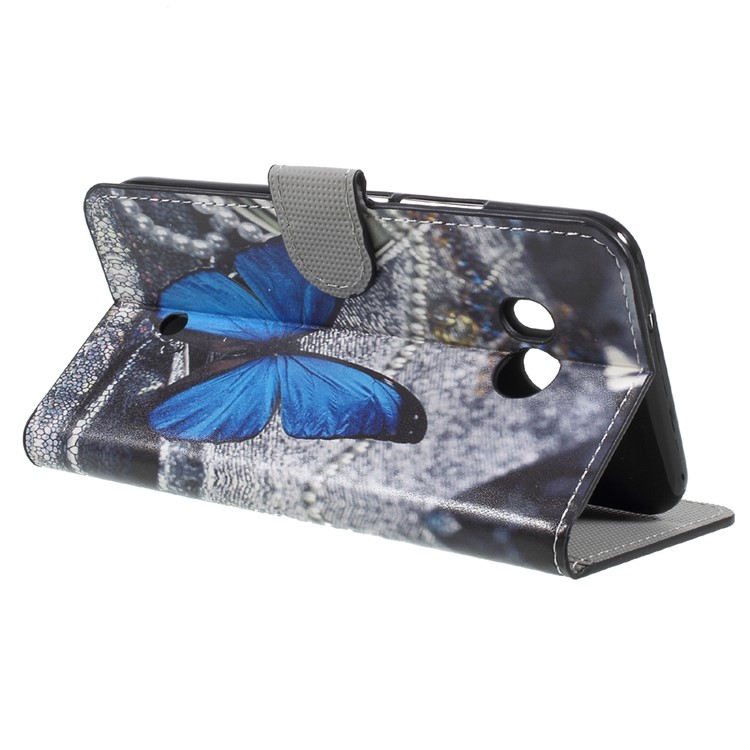Pattern Printing Wallet Leather Stand Folio Case for HTC U11 - Blue Butterfly-5