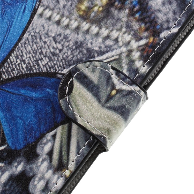 Pattern Printing Wallet Leather Stand Folio Case for HTC U11 - Blue Butterfly-9