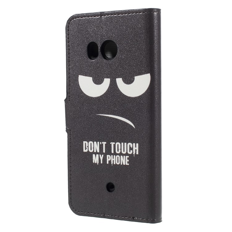 Pattern Printing Wallet Leather Stand Phone Cover for HTC U11 - Do Not Touch My Phone-2