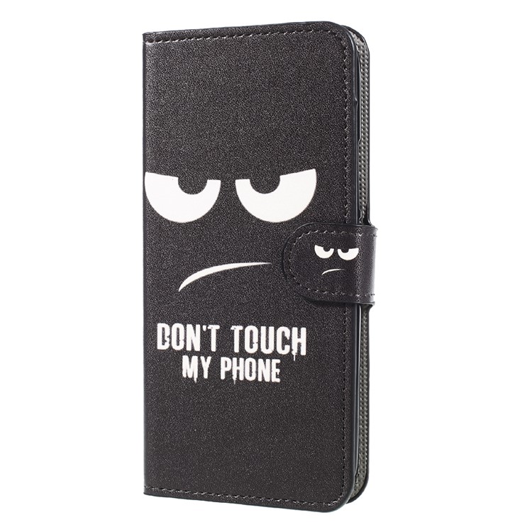 Pattern Printing Wallet Leather Stand Phone Cover for HTC U11 - Do Not Touch My Phone-3