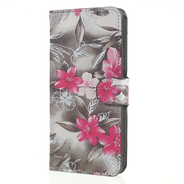 Printing Pattern Wallet Leather Stand Mobile Shell for HTC U11 - Red Flowers-3