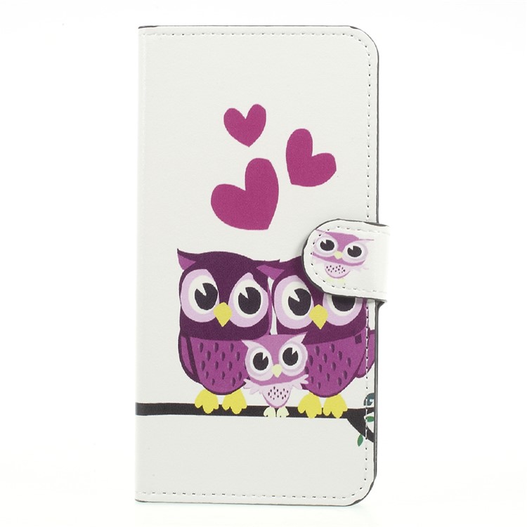 Magnetic Pattern Printing Wallet Leather Stand Flip Case for HTC U11 - Lovely Owl Family-1