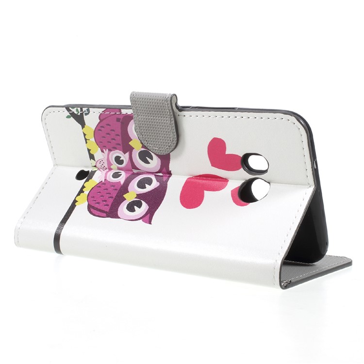 Magnetic Pattern Printing Wallet Leather Stand Flip Case for HTC U11 - Lovely Owl Family-5