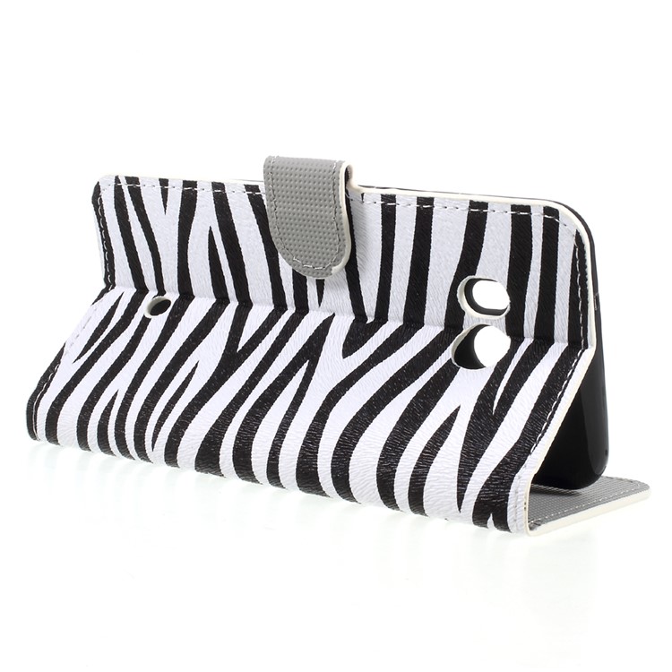 For HTC U11 Pattern Printing Wallet Leather Foldable Protective Case - Zebra Texture-5