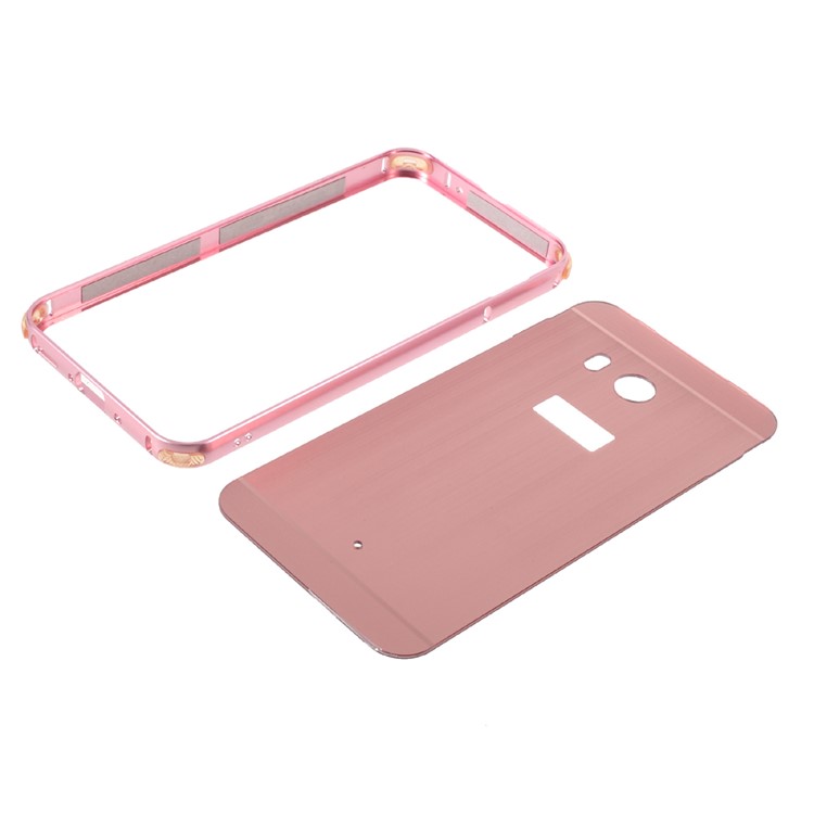 Slide-on Metal Bumper Brushed Plastic Drop-proof Phone Case for HTC U11 - Rose Gold-4