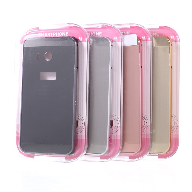 Slide-on Metal Bumper Brushed Plastic Drop-proof Phone Case for HTC U11 - Rose Gold-6