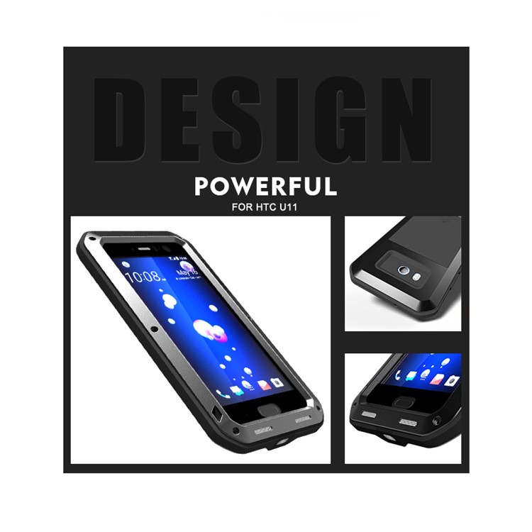 LOVE MEI Powerful Metal Defender Case for HTC U11 Shockproof Drop-proof Dust-proof Phone Cover - Black-5