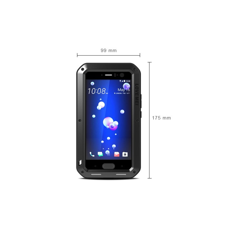 LOVE MEI Powerful Metal Defender Case for HTC U11 Shockproof Drop-proof Dust-proof Phone Cover - Black-8