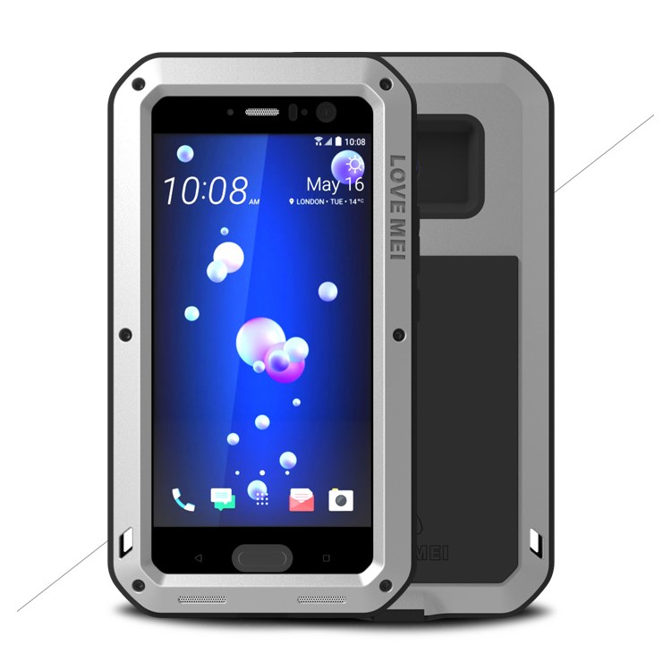 LOVE MEI Powerful Metal Defender Cover for HTC U11 Shockproof Drop-proof Dust-proof Case - Silver-1