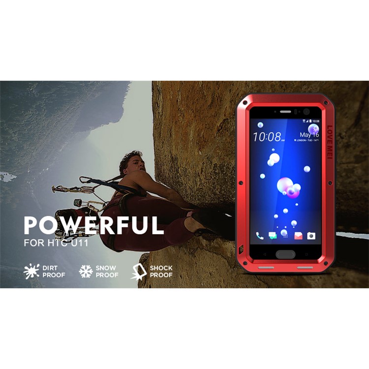 LOVE MEI Heavy Duty Defender Case for HTC U11 Shockproof Drop-proof Dust-proof Mobile Cover - Red-2