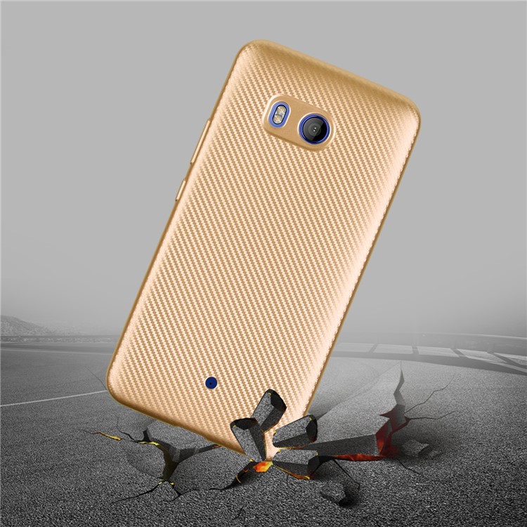 Carbon Fiber Soft TPU Protection Mobile Phone Cover for HTC U11 - Gold-3