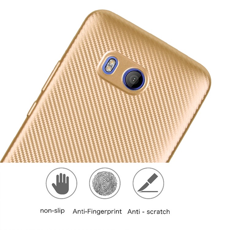 Carbon Fiber Soft TPU Protection Mobile Phone Cover for HTC U11 - Gold-4