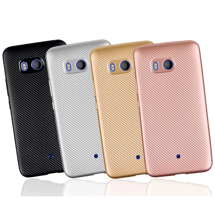 Carbon Fiber Soft TPU Protection Mobile Phone Cover for HTC U11 - Gold-5