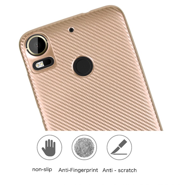 Carbon Fiber Gel TPU Mobile Phone Case for HTC Desire 10 Pro - Gold-2