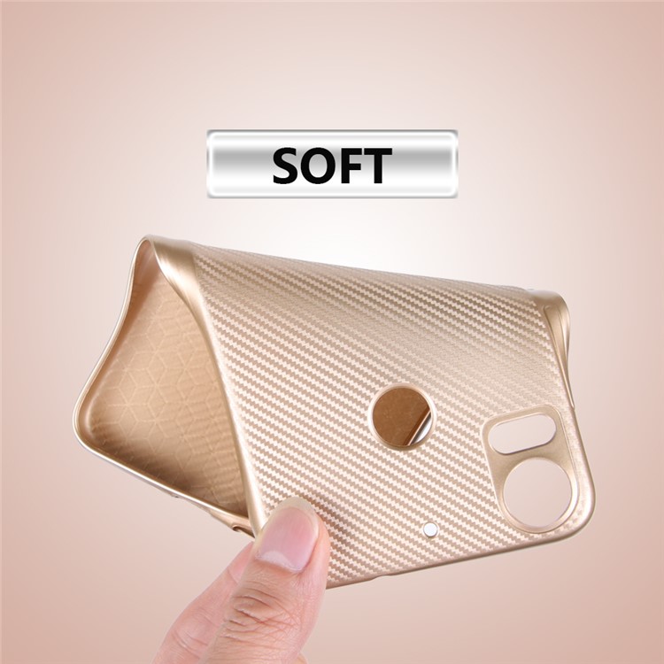 Carbon Fiber Gel TPU Mobile Phone Case for HTC Desire 10 Pro - Gold-4