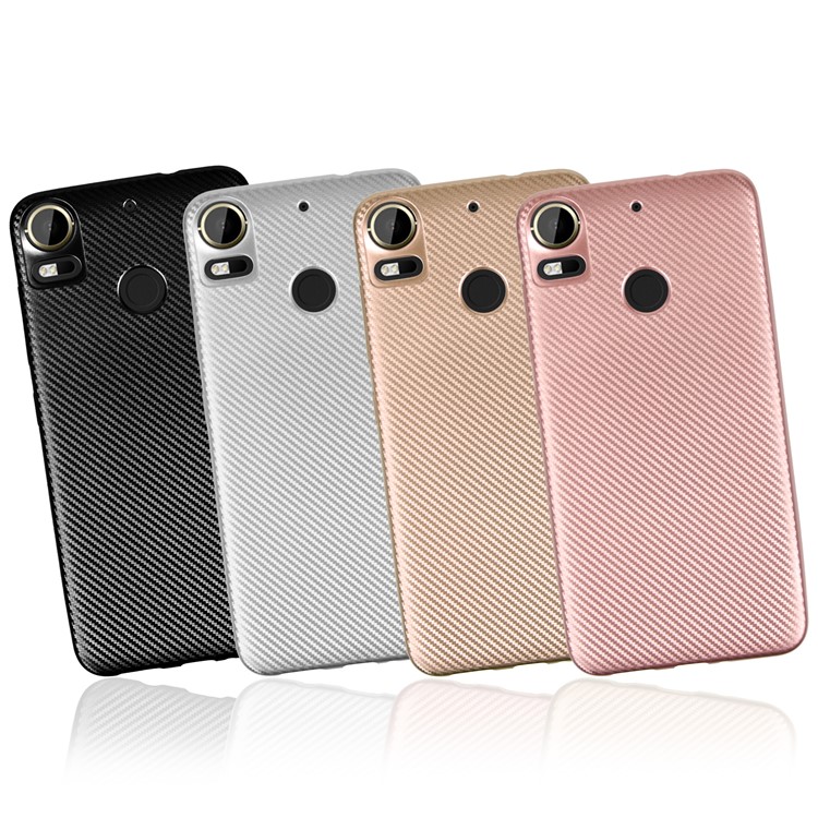 Carbon Fiber Gel TPU Mobile Phone Case for HTC Desire 10 Pro - Gold-6