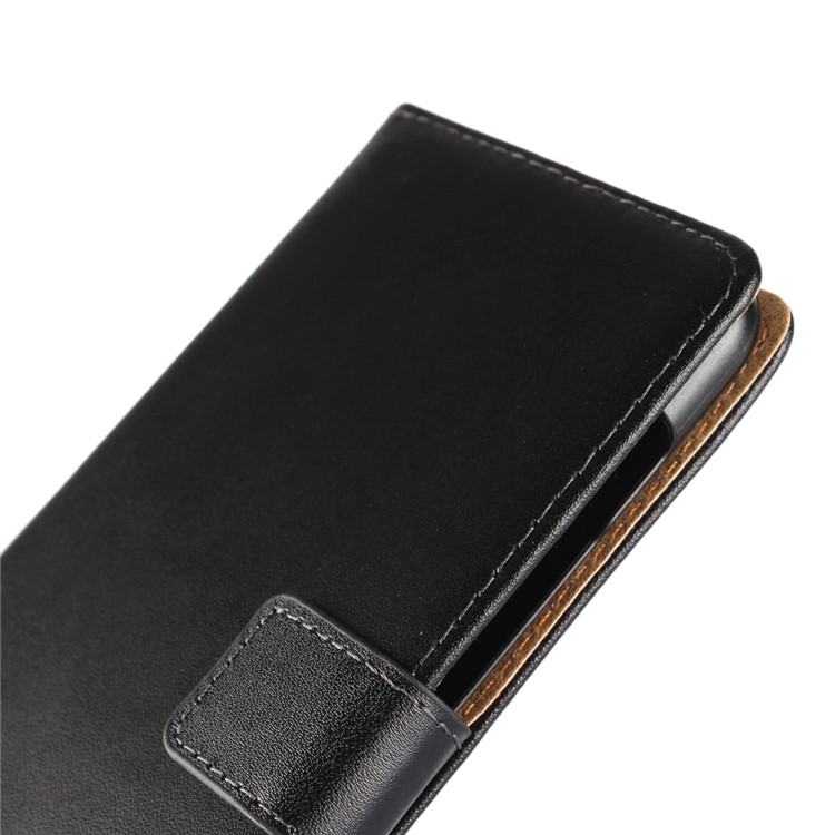 Genuine Split Leather Wallet Stand Case for HTC U11 - Black-6
