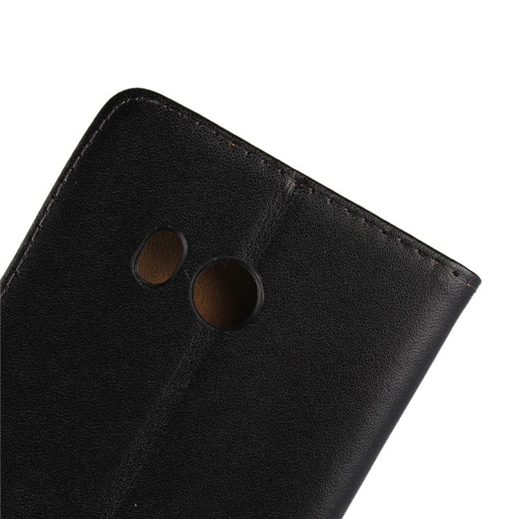 Genuine Split Leather Wallet Stand Case for HTC U11 - Black-7