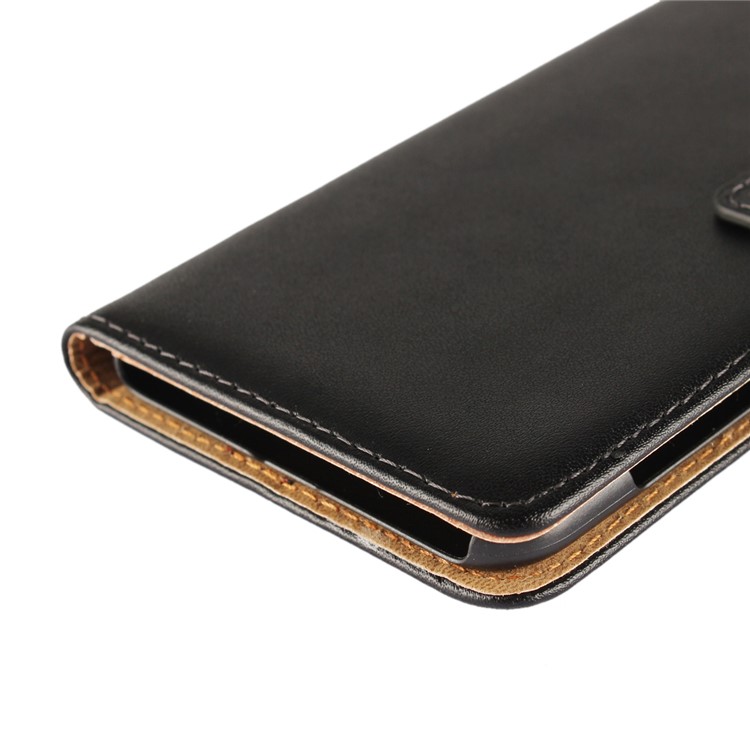Genuine Split Leather Wallet Stand Case for HTC U11 - Black-8