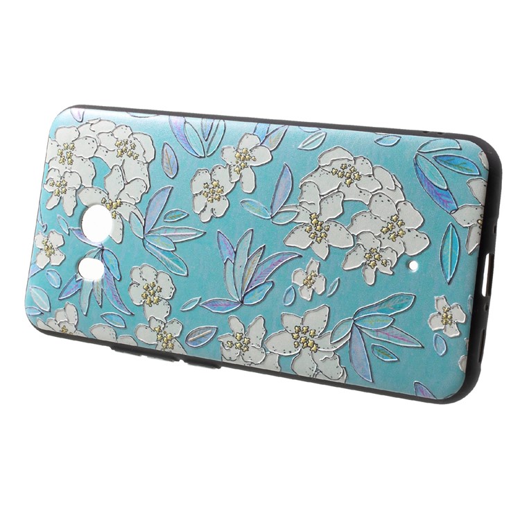 Embossment Patterned Soft TPU Mobile Case for HTC U11 - Leaves and Flowers-2