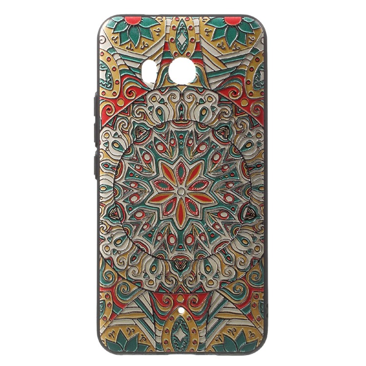 Embossment Patterned Soft TPU Phone Casing for HTC U11 - Henna Flower-1