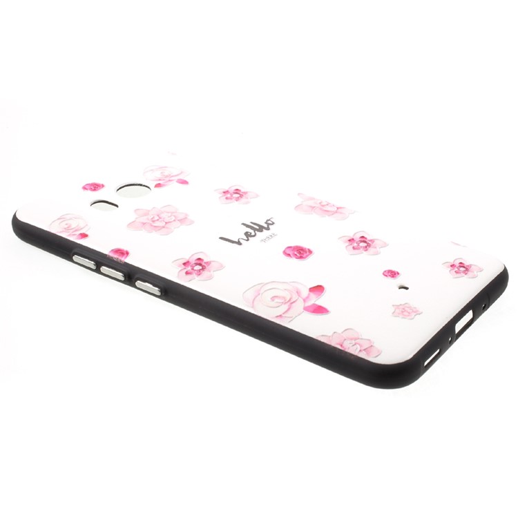 Embossment Patterned Soft TPU Protection Cover for HTC U11 - Pink Flowers-2