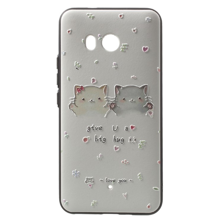Embossment Patterned Soft TPU Cell Phone Case for HTC U11 - Cute Cats-1