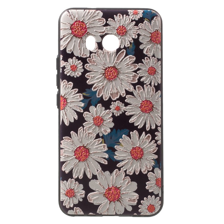 Embossment Patterned Soft TPU Mobile Casing for HTC U11 - Daisy Flower-1