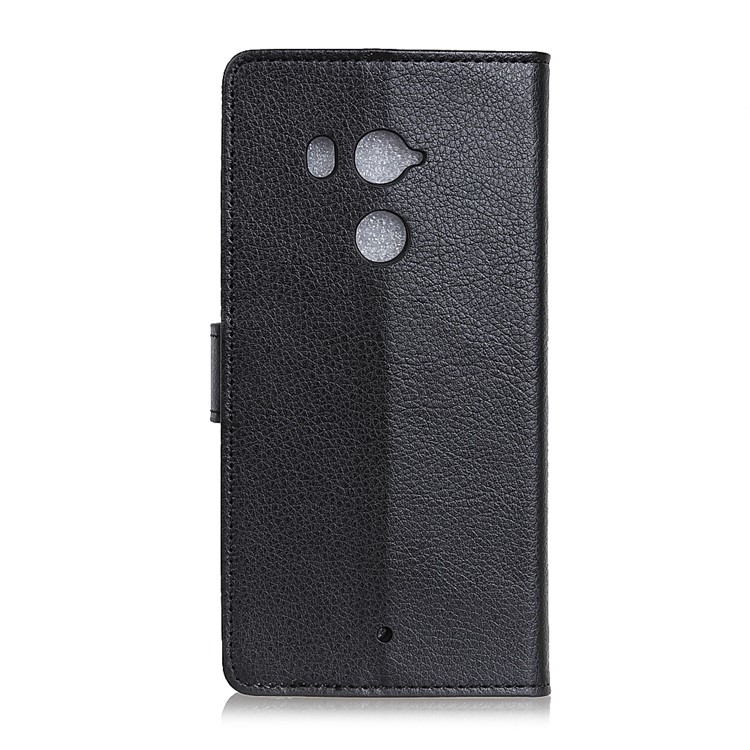 Litchi Skin Leather Wallet Case for HTC U11+ - Black-2