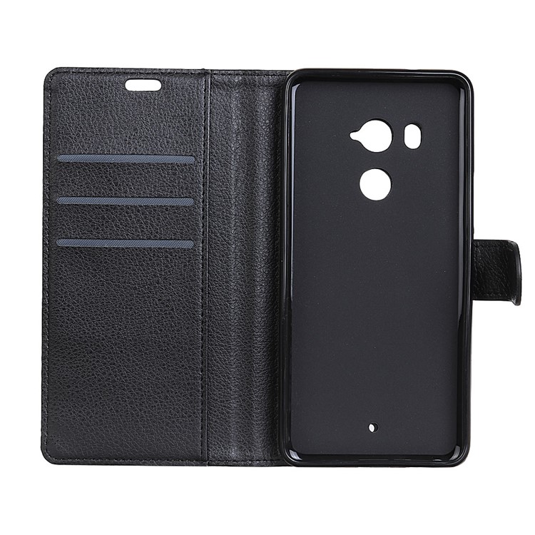 Litchi Skin Leather Wallet Case for HTC U11+ - Black-5