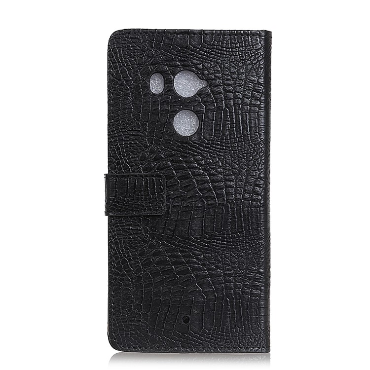 Crocodile Skin Wallet Leather Stand Case for HTC U11+ - Black-2