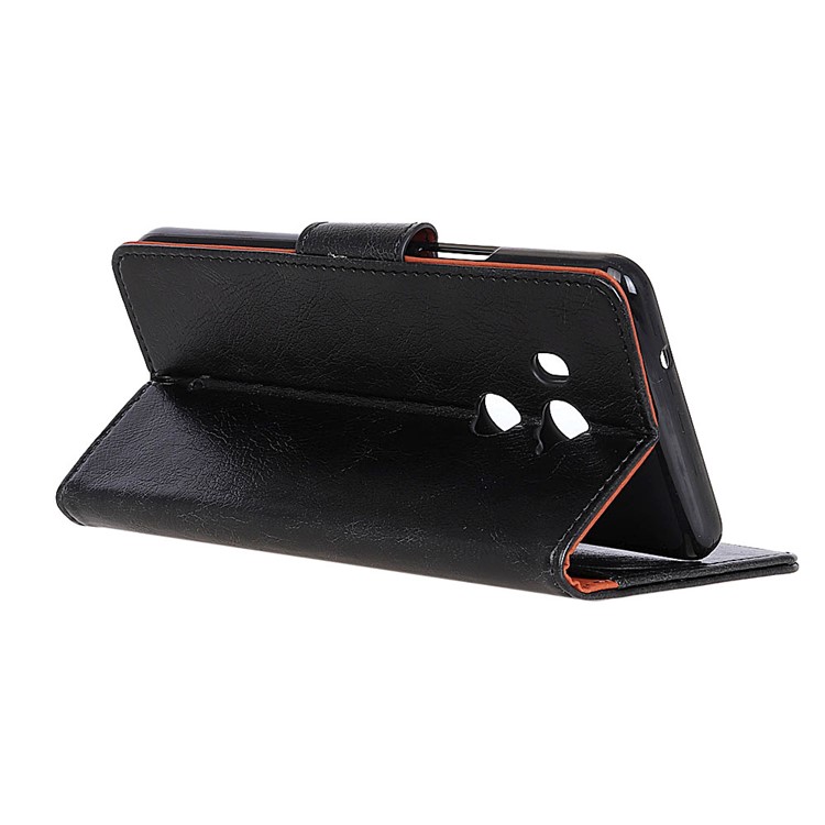 Textured Split Leather Stand Case with Card Slots for HTC U11+ - Black-6