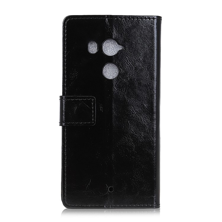 Crazy Horse Texture Leather Wallet Stand Case for HTC U11+ - Black-2