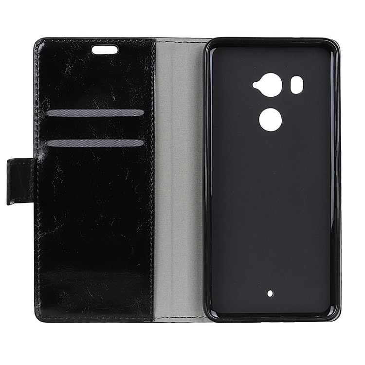 Crazy Horse Texture Leather Wallet Stand Case for HTC U11+ - Black-3