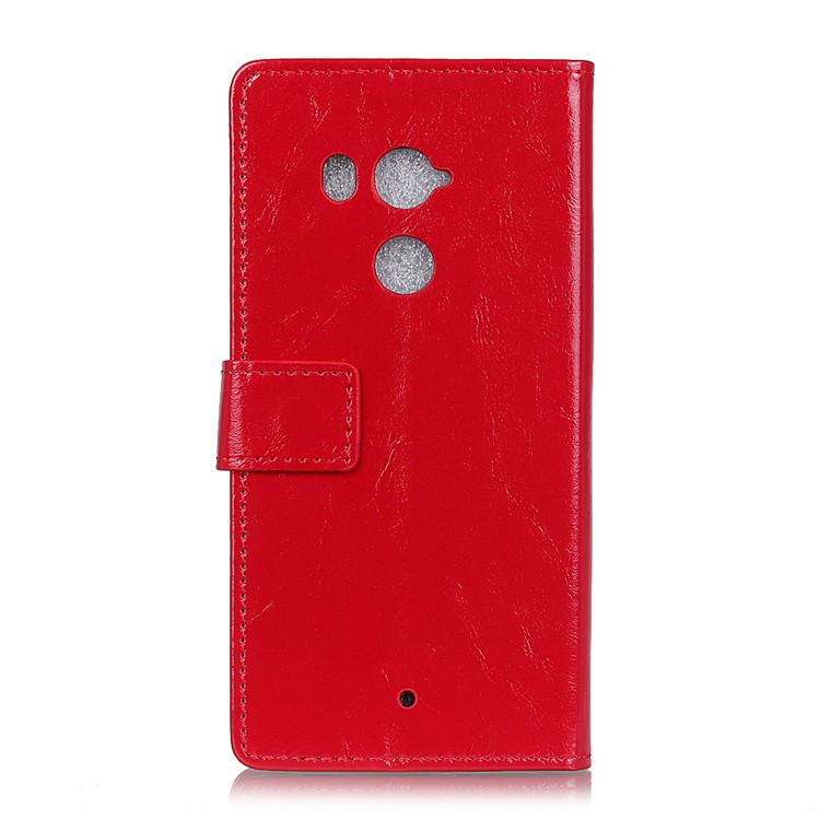 Crazy Horse Texture Leather Wallet Stand Shell for HTC U11+ - Red-2