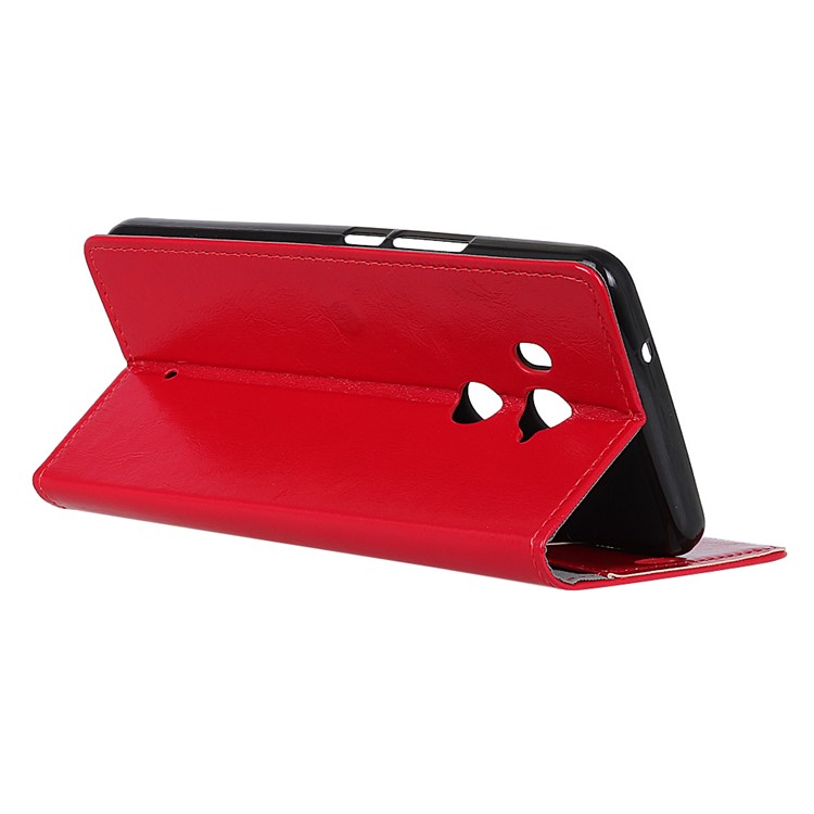 Crazy Horse Texture Leather Wallet Stand Shell for HTC U11+ - Red-3