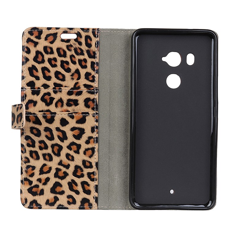 Glossy Leopard Wallet Leather Case Cover with Stand for HTC U11+-4