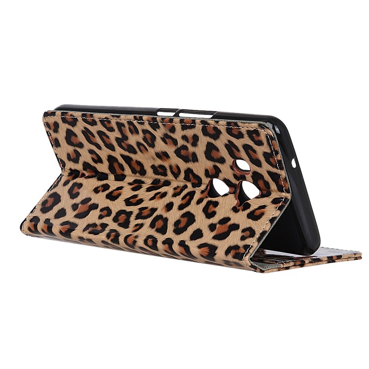 Glossy Leopard Wallet Leather Case Cover with Stand for HTC U11+-5
