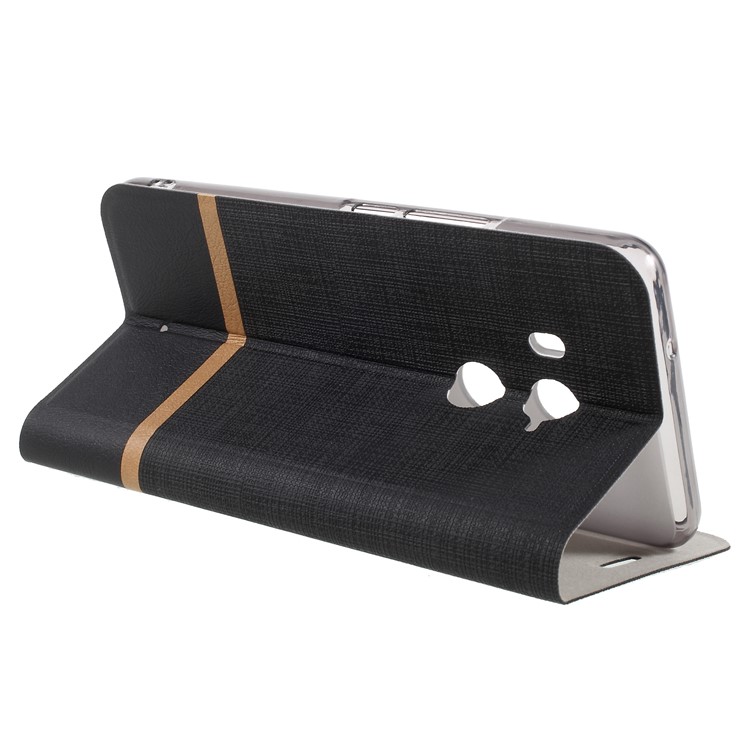 Cross Texture Contrast Color Steel Sheet Leather Card Holder Case for HTC U11+ - Black-5