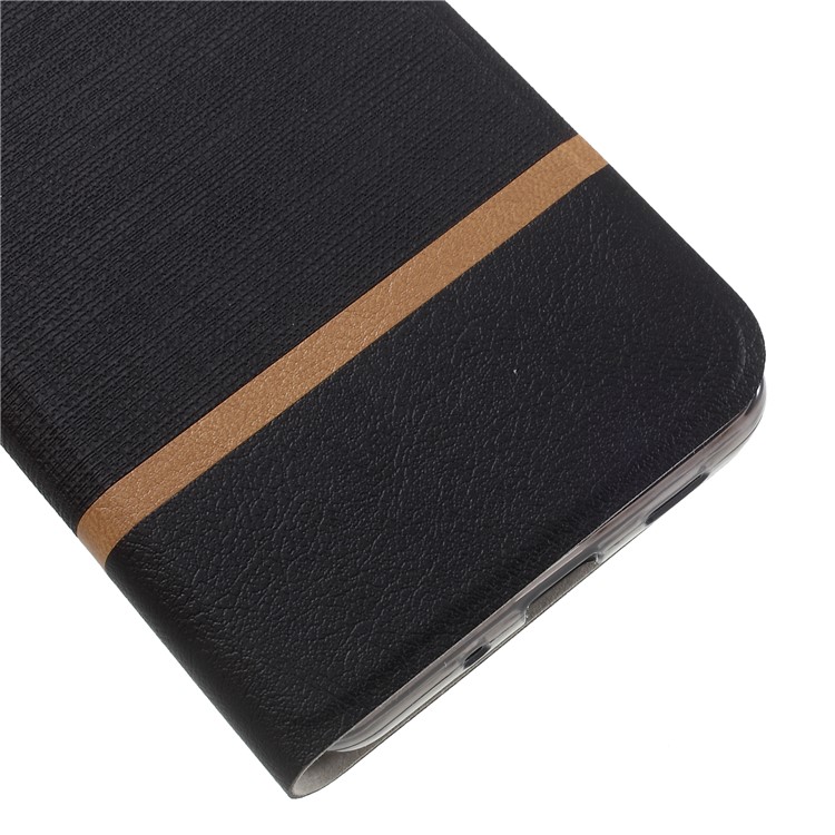 Cross Texture Contrast Color Steel Sheet Leather Card Holder Case for HTC U11+ - Black-7