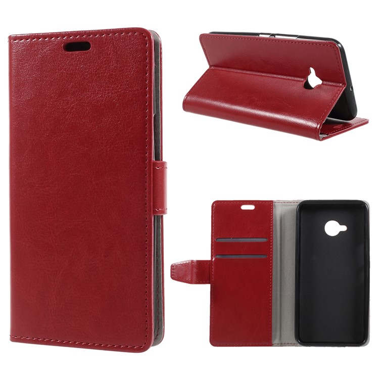 Crazy Horse Stand Wallet PU Leather Case for HTC U11 Life - Red-1
