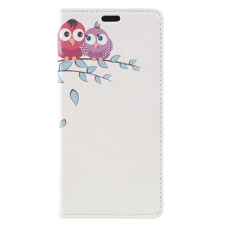 Pattern Printing Wallet Stand Leather Phone Case for HTC U11 Life - Owls on Branch-1